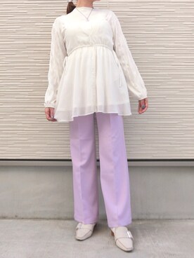 「Heather（ヘザー）のアイテム（スラックス）」を使った、miki.aさん（レディース・163cm）の春コーディネート