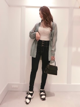 「Heather（ヘザー）のサイドスリットスケチュニックシャツ　885763（シャツ/ブラウス）」を使った、miki.aさん（レディース・163cm）の春コーディネート