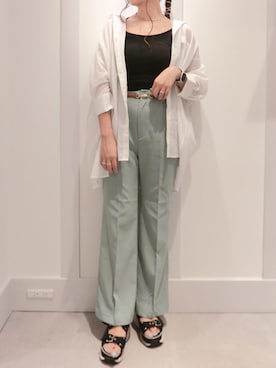 「スポサン」｜「アイテム（スラックス）」を使った、miki.aさん（レディース・163cm）の春コーディネート
