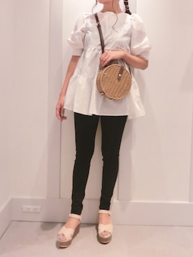 「Heather（ヘザー）のティアードチュニックブラウス　885432（シャツ/ブラウス）」を使った、miki.aさん（レディース・163cm）の春コーディネート