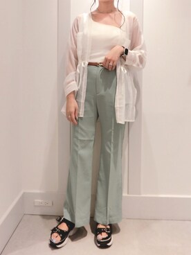 「スポサン」｜「アイテム（スラックス）」を使った、miki.aさん（レディース・163cm）の春コーディネート