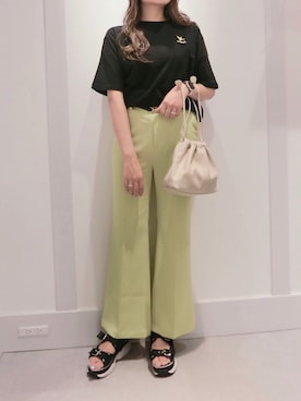 「Heather（ヘザー）のアイテム（スラックス）」を使った、miki.aさん（レディース・163cm）の夏コーディネート