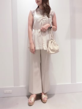 「Heather（ヘザー）のアイテム（スラックス）」を使った、miki.aさん（レディース・163cm）の夏コーディネート