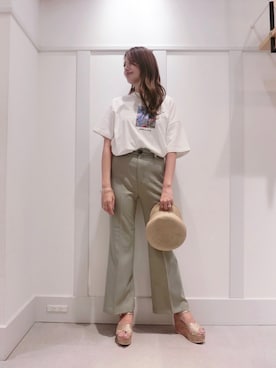「ピスタチオ」｜「アイテム（キャスケット）」を使った、miki.aさん（レディース・163cm）の夏コーディネート