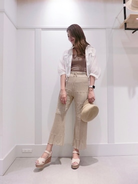 「Heather（ヘザー）のアイテム（帽子）」を使った、miki.aさん（レディース・163cm）の夏コーディネート