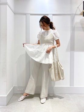 「Heather（ヘザー）のアイテム（スラックス）」を使った、miki.aさん（レディース・163cm）の夏コーディネート