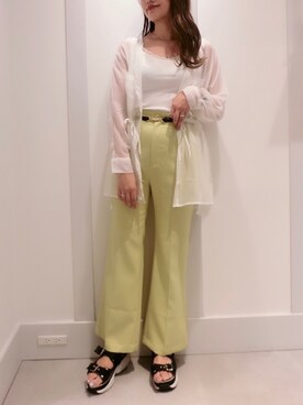 「Heather（ヘザー）のサイドスリットスケチュニックシャツ　885763（シャツ/ブラウス）」を使った、miki.aさん（レディース・163cm）の夏コーディネート