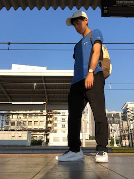 「NIKE（ナイキ）のNIKE ナイキ AIRMAX AXIS エアマックス アクシス AA2146-003 003BLK/WHT（スニーカー）」を使った、イホリンさん（メンズ・165cm）の夏コーディネート