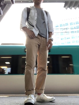 「BG（ビージー）のアイテム」を使った、イホリンさん（メンズ・165cm）の春コーディネート