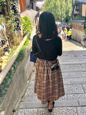 「VENCE（ヴァンス）のアイテム（バッグ）」を使った、千愛さん（レディース・150cm）の秋コーディネート