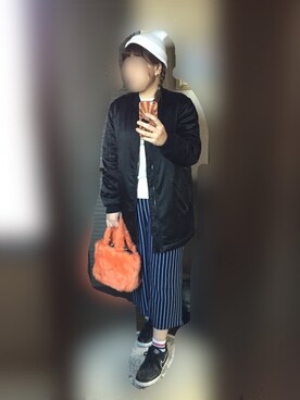 「RETRO GIRL（レトロガール）のアイテム（ニットキャップ/ビーニー）」を使った、ゆえさんさん（レディース・158cm）の冬コーディネート