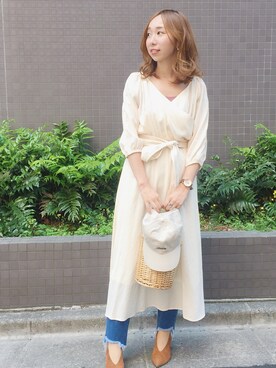 「archives（アルシーヴ）のアイテム（キャップ）」を使った、SHIZUさん（レディース・154cm）の春コーディネート