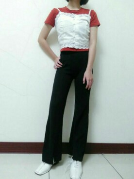 「laceのアイテム（ベスト、ホワイト系）」を使った、tooooutouuuuさん（レディース・151cm）の夏コーディネート