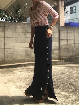 「Three Four Time（ｽﾘｰﾌｫｰﾀｲﾑ）のアイテム（イヤリング）」を使った、まんじゅんさん（レディース・163cm）の夏コーディネート