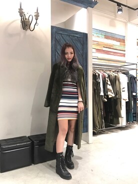 「Marjorie（マージョリー）のアイテム（ジャケット/アウター）」を使った、Jiatong Linさん（レディース・157cm）の冬コーディネート