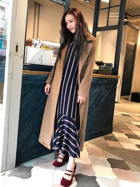 「Marjorie（マージョリー）のアイテム（ジャケット/アウター）」を使った、Jiatong Linさん（レディース・157cm）の冬コーディネート