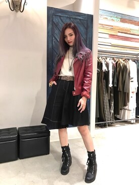 「Marjorie（マージョリー）のアイテム（ジャケット/アウター）」を使った、Jiatong Linさん（レディース・157cm）の冬コーディネート