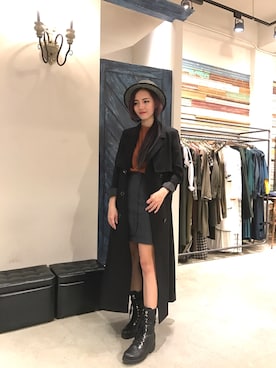 「Marjorie（マージョリー）のアイテム（ジャケット/アウター）」を使った、Jiatong Linさん（レディース・157cm）の冬コーディネート