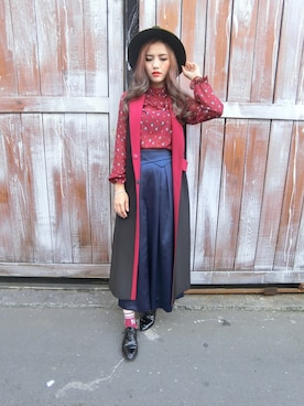 「Marjorie（マージョリー）のアイテム（ジャケット/アウター）」を使った、Jiatong Linさん（レディース・157cm）の冬コーディネート