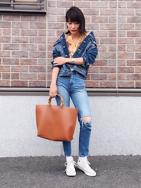 「借り物コーデ」｜Kiyooさん（レディース・165cm）の春コーディネート