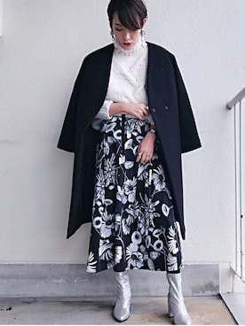 「アイテム（ブーツ、シルバー系）」を使った、Kiyooさん（レディース・165cm）の冬コーディネート