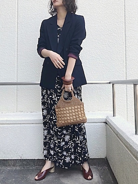「麻ジャケット」｜「アイテム（サンダル）」を使った、Kiyooさん（レディース・165cm）の夏コーディネート