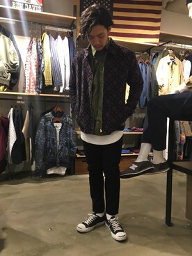 「BEN DAVIS（ベンデイビス）のアイテム（ジャケット/アウター）」を使った、JUNＥさん（メンズ・165cm）の春コーディネート