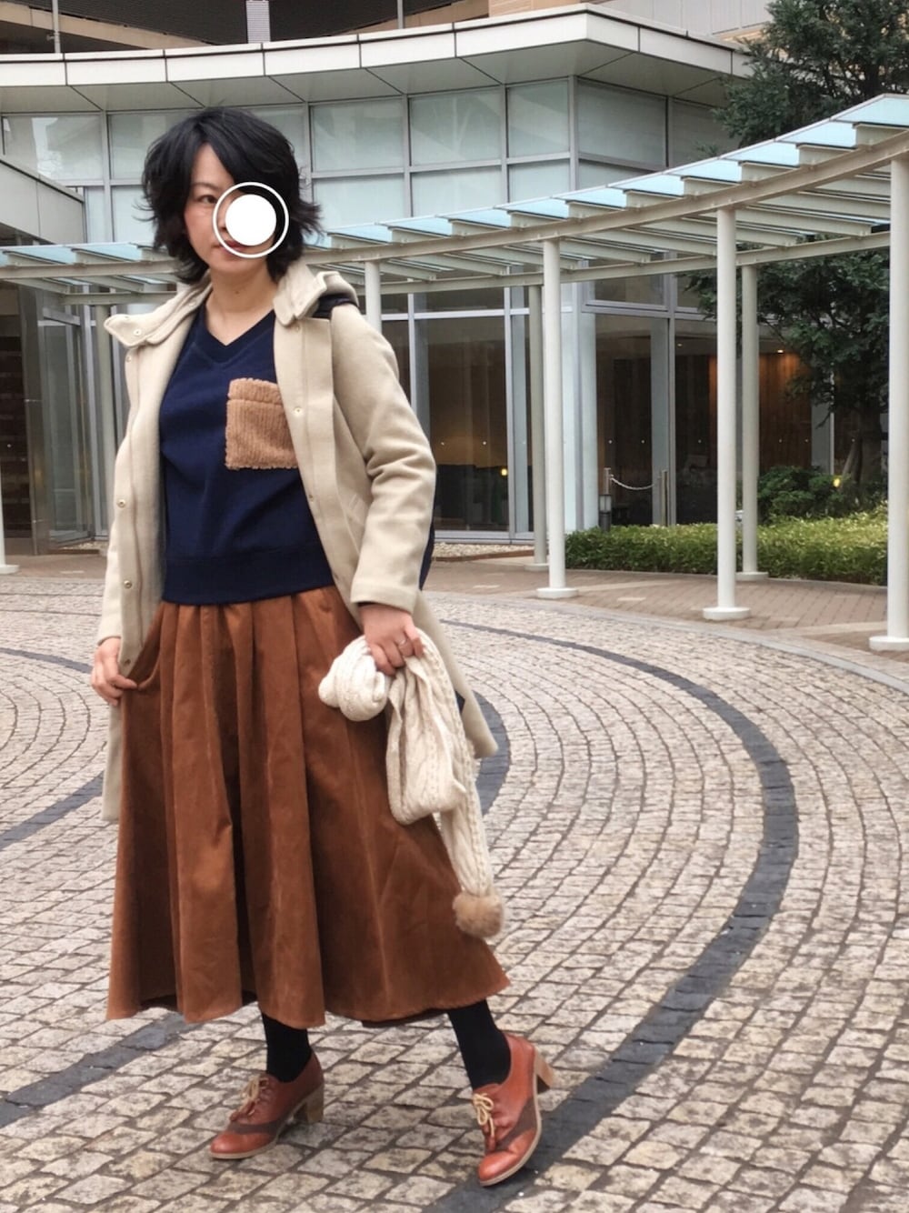 「大人カジュアル、キャメル、ベージュ、BAYFLOW(BAYFLOW)、裏ボア、スエード、マニッシュシューズ、DIY、家カフェ計画」｜「HAREのCASHEEP HIGHLAND WOOL 2WAYフードコート(HARE)（チェスターコート、ベージュ系）」を使った、ꉂ☻ᵎあゆねぇ◡̈⃝✩‧₊ さん（レディース・162cm）の冬コーディネートの1枚目の写真