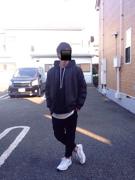 「GU（ジーユー）の（GU）スキニーフィットジーンズ（MEN ⁄ ジーンズ）」を使った、🏁manato.さん（メンズ・170cm）の冬コーディネート