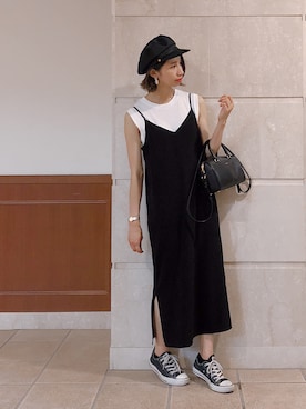 「スリット」｜「アイテム（キャスケット）」を使った、r y o **さん（レディース・153cm）の夏コーディネート