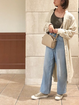 「MACPHEE（マカフィー）のアイテム（シャツワンピース）」を使った、r y o **さん（レディース・153cm）の秋コーディネート