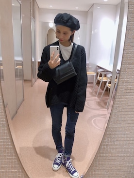 「ストリート服が好き」｜「アイテム（ハンチング/ベレー帽）」を使った、r y o **さん（レディース・153cm）の秋コーディネート