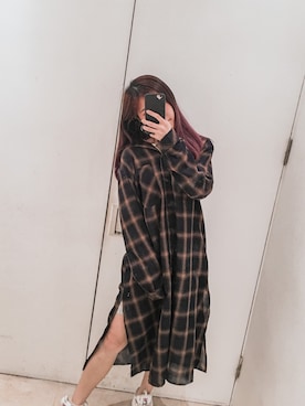 「LAP（ラップ）のアイテム（シャツワンピース）」を使った、yellowsea さん（レディース・154cm）の冬コーディネート