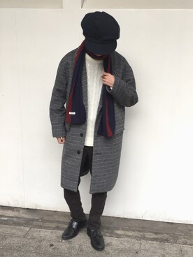 「coen（コーエン）のアイテム（チェスターコート）」を使った、そ〜なんだよねさん（メンズ・170cm）の冬コーディネート