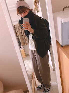 「used mix」｜「アイテム（スウェット）」を使った、ayuさん（レディース・156cm）の冬コーディネート