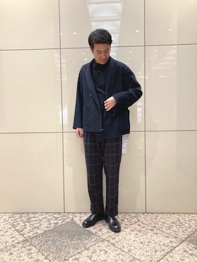 「District（ディストリクト）のアイテム（パンツ）」を使った、原　建斗さん（メンズ・187cm）の秋コーディネート