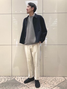 「EN ROUTE（アンルート）のアイテム（ニット/セーター）」を使った、原　建斗さん（メンズ・187cm）の秋コーディネート