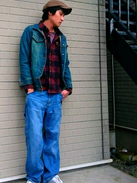 「アイテム（その他トップス、ブラウン系）」を使った、kemuさん（メンズ・186cm）の秋コーディネート