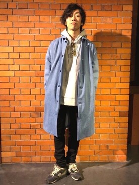 「tk.TAKEO KIKUCHI」｜「アイテム（ステンカラーコート）」を使った、yasuさん（メンズ・168cm）の冬コーディネート
