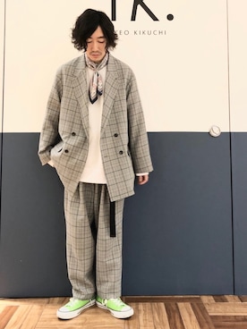 「tk.TAKEO KIKUCHI（ティーケータケオキクチ）のアイテム（スウェット）」を使った、yasuさん（メンズ・168cm）の冬コーディネート