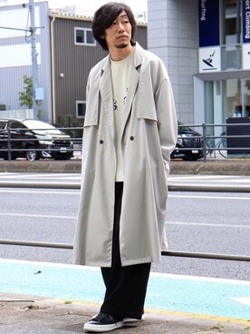 「tk.TAKEO KIKUCHI（ティーケータケオキクチ）のアイテム（トレンチコート）」を使った、yasuさん（メンズ・168cm）の秋コーディネート