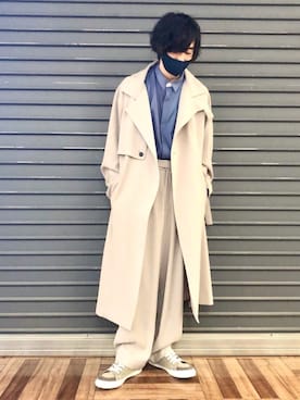 「tk.TAKEO KIKUCHI（ティーケータケオキクチ）のアイテム（トレンチコート）」を使った、yasuさん（メンズ・168cm）の冬コーディネート