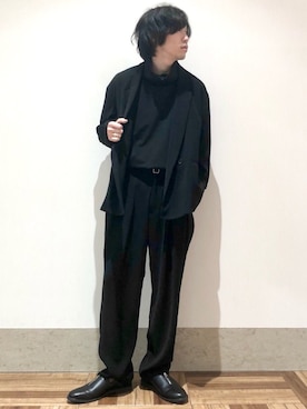 「タックイン」｜「アイテム（スーツジャケット）」を使った、yasuさん（メンズ・168cm）の冬コーディネート