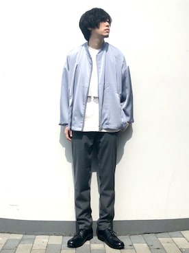 「ライトブルー」｜「アイテム（ブルゾン）」を使った、yasuさん（メンズ・168cm）の春コーディネート