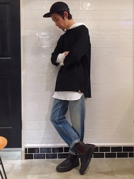 「rehacer（レアセル）のアイテム（帽子）」を使った、HARUKIさん（メンズ・171cm）の冬コーディネート