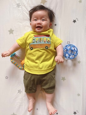 「アイテム（ママ＆ベビー、グリーン系）」を使った、ぴぴまるさん（キッズ・70cm）の夏コーディネート