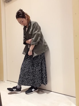 「ドットスカート」｜「アイテム（ブルゾン）」を使った、ga-riさん（レディース・158cm）の春コーディネート