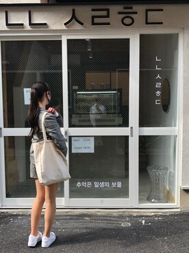 「NIKE（ナイキ）のナイキ エア フォース 1 シャドウ ウィメンズシューズ / Nike Air Force 1 Shadow Women's Shoes CI0919-100 White（スニーカー、ホワイト系）」を使った、maiさん（レディース・164cm）の春コーディネート