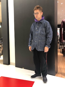 「ヒッコリー」｜「アイテム（ブルゾン）」を使った、やなちゃんさん（メンズ・164cm）の冬コーディネート