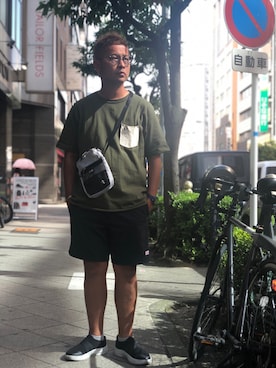 「schott（ショット）のアイテム（バックパック/リュック）」を使った、やなちゃんさん（メンズ・164cm）の夏コーディネート